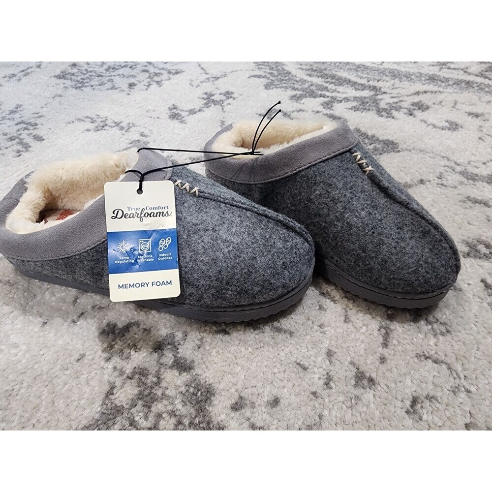Women’s Dearfoams Indoor Outdoor Memory Foam Clog Slippers Small 5/6 GREY NEW